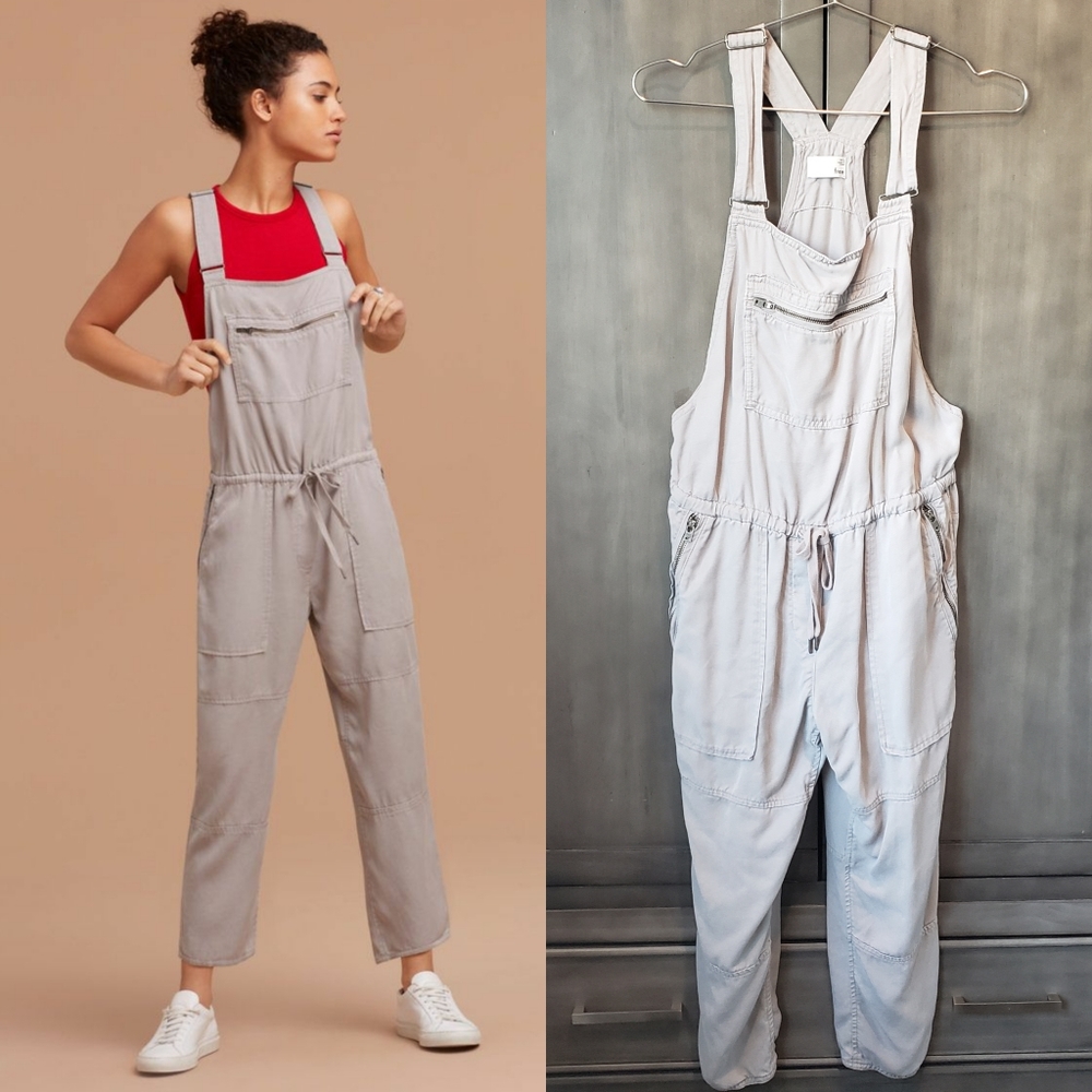Wilfred Aritiza Valleta Gray Overalls 100% Tencel Lyocell Cropped Jumpsuit